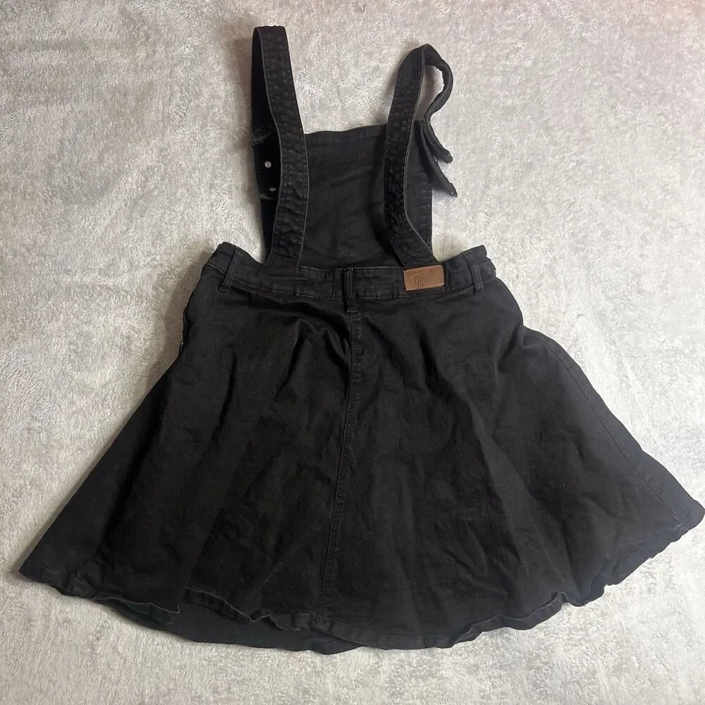 Hell Bunny Dakota Denim Pinafore Dress size large Overalls Skirt Dark Jean Dress - Picture 7 of 9